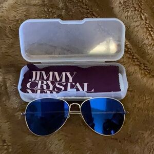 NEW JIMMY CRYSTAL AVIATOR SUNGLASSES blue lenses SWAROVSKI CRYSTALS